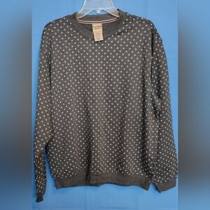 Men's Gray and White Patterned Crewneck Sweater